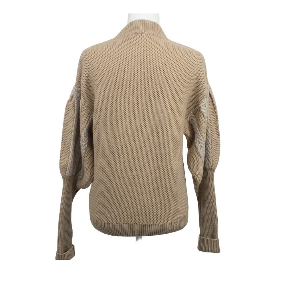 Jonathan Simkhai Women 100% Wool Balloon Sleeve Sweater Beige - Picture 3 of 11